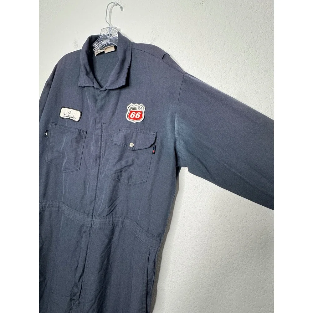 Workrite Vintage Mens Navy Phillips 66 Flame Resistant Coveralls Size 50-R XL
